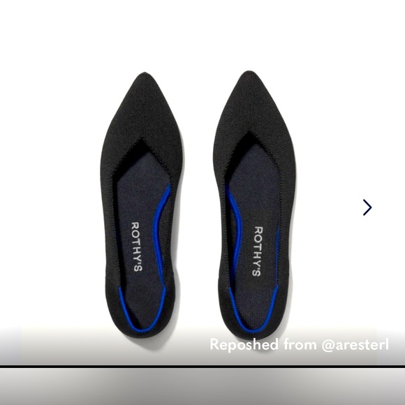 Rothy’s The Point Flats Black Career Classic Pointy Toe. Size 9.5. - Picture 1 of 4